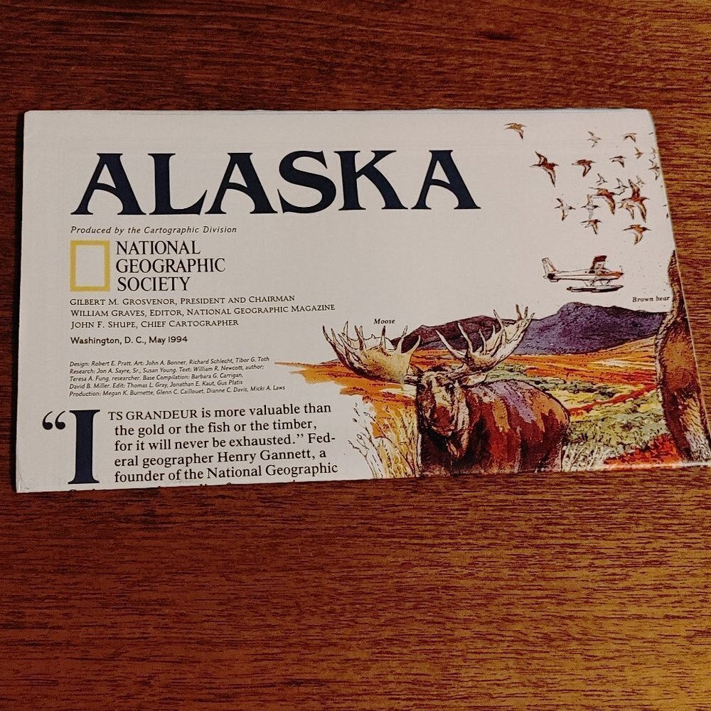 National Geographic Society MAP of ALASKA May 1994 Full Colour